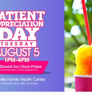 Shaved ice on a tropical setting for patients at Huntsville Family Health Center.