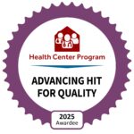 Badge for HRSA Advancing HIT for quality 2025.