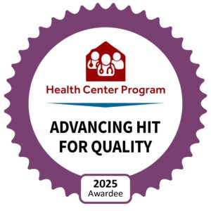 Badge for HRSA Advancing HIT for quality 2025.